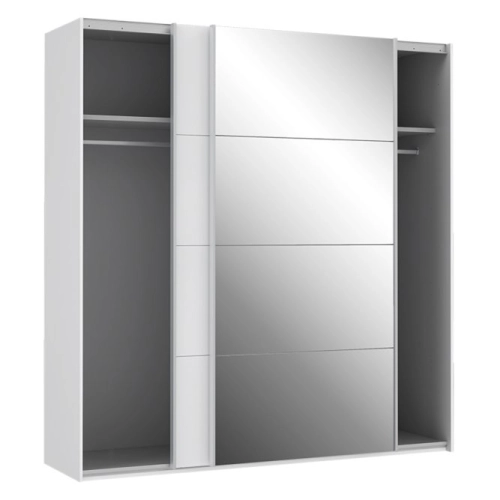 Szafa przesuwna z lustrem 200 cm Biały/Biały Połysk